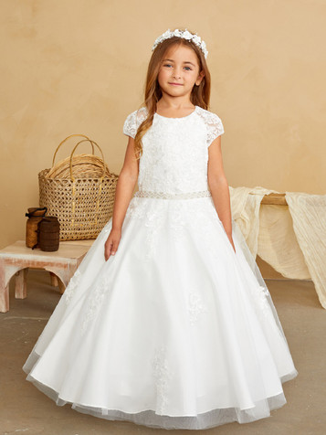 Tip Top Kids 5851 Cap Sleeve Corded Lace Dress Tip Top Kids 5851 Cap Sleeve Corded Lace Dress