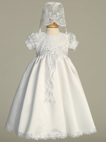 Swea Pea & Lilli Hope Satin Gown w/ Corded Embroidered Tulle Swea Pea & Lilli Hope Satin Gown w/ Corded Embroidered Tulle