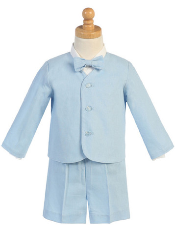 Light Blue Linen Eton & Shorts Set- FINAL SALE Light Blue Linen Eton & Shorts Set- FINAL SALE