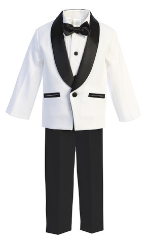 Formal Dude White w/ Black Shawl & Black Pant Tuxedo Set Formal Dude White w/ Black Shawl & Black Pant Tuxedo Set