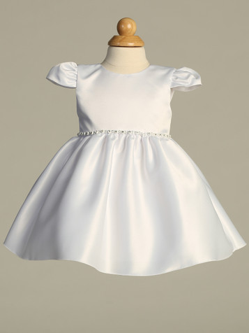 Blossom Satin Short Dress w/ Rhinestone Trim