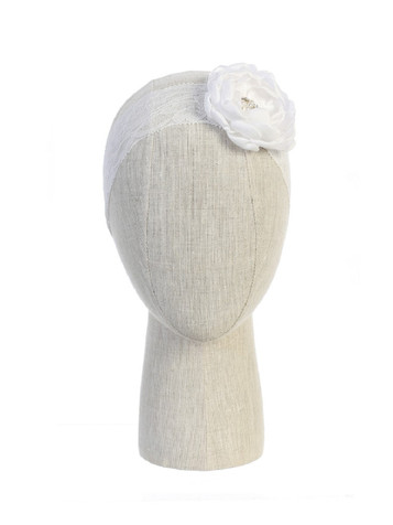 Baby Girl Lace Stretch Headband w/ Large Satin Flower