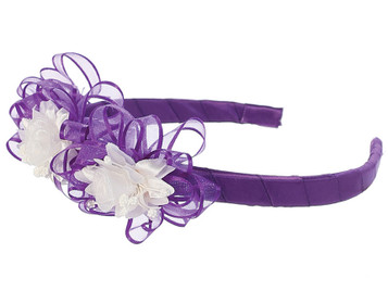 Purple Headband w/ White Rosebuds