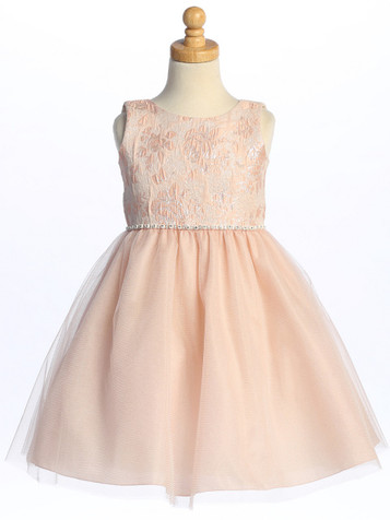 Blossom Blush Floral Jacquared and Sparkle Tulle Dress