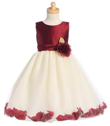 Burgundy Shantung Bodice w/ Tulle Skirt - Rachel