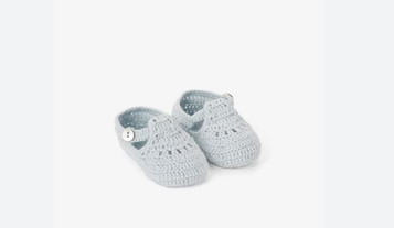 Petit Ami Boys Blue Christening Crochet Loafers