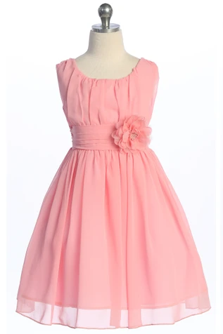 Just Kids Girls Rose Flower Waist Chiffon Dress