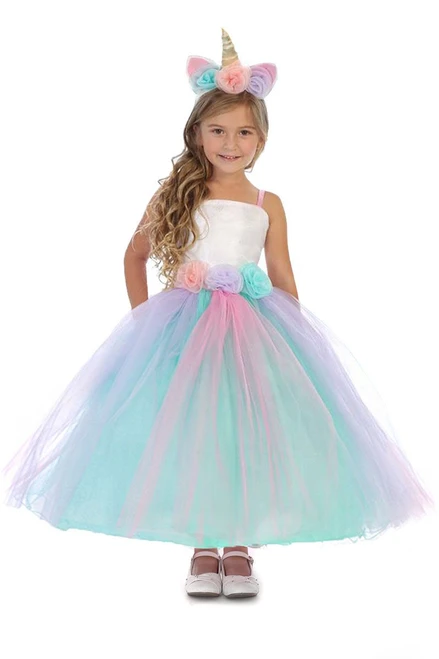 pink & violet unicorn dress Baby Girl Unicorn Dress With Detachable Train, Headband, Pony Outfit