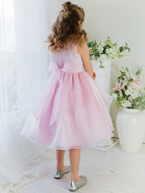 Pink Double Layered Organza Dress w/ Embroidered Bodice - Pink Princess