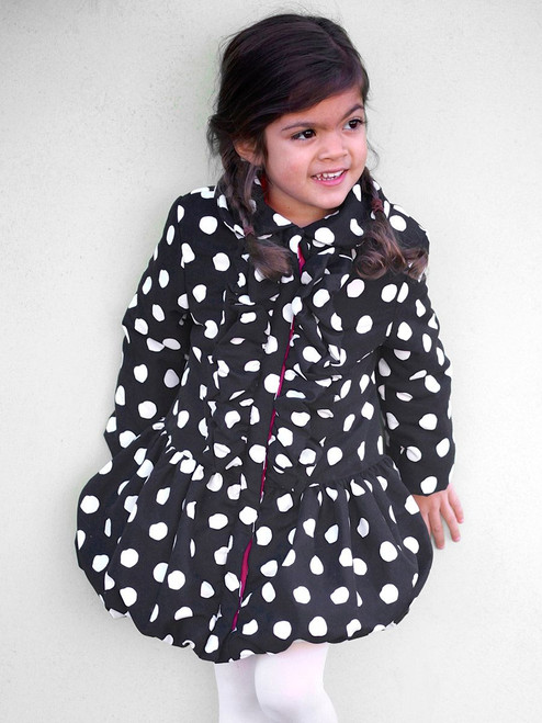 Black & White Polka Dots Ruffle Microfiber Jacket - Pink Princess