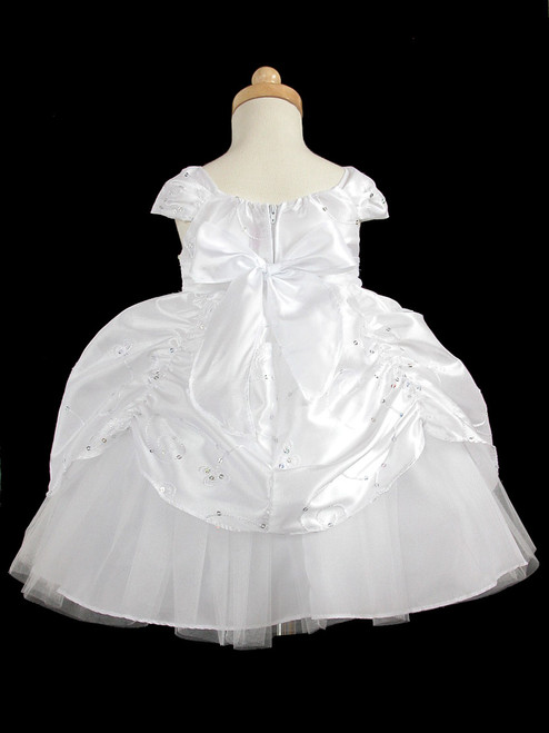 Girls White Satin 3D Flower Lace Adorned T-Length Communion Dress 6-16 –  SophiasStyle.com