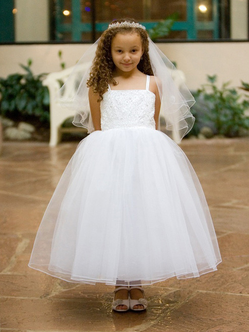 White Double Layer Tulle Flower Girl Dress – Paparazzi Kids