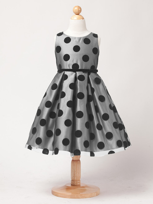 Silver Polka Dot Flocked Mesh Dress - Pink Princess