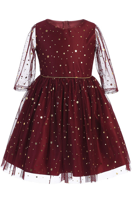 burgundy kids dress