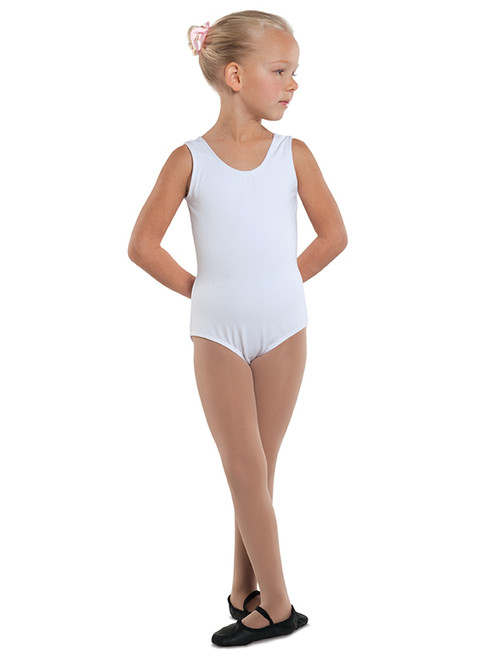 Danshūz White Cotton Tank Leotard-FINAL SALE - Pink Princess