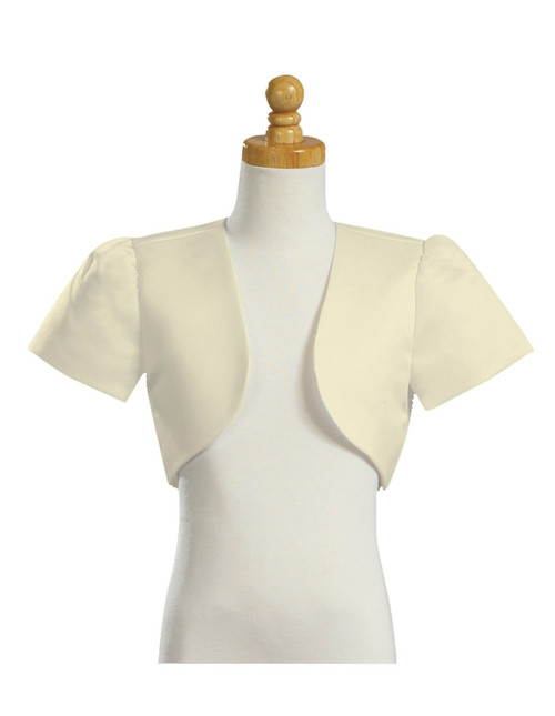 Ivory Short Sleeve Satin Bolero - Pink Princess