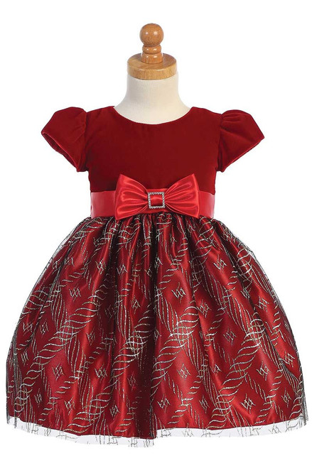 Swea Pea & Lilli C533 Red Velvet & Silver Glitter Tulle Dress - Pink ...