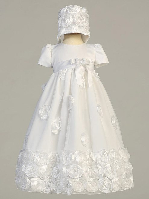 White Floral Ribbon Tulle Dress - Size: 0-3M | Pink Princess