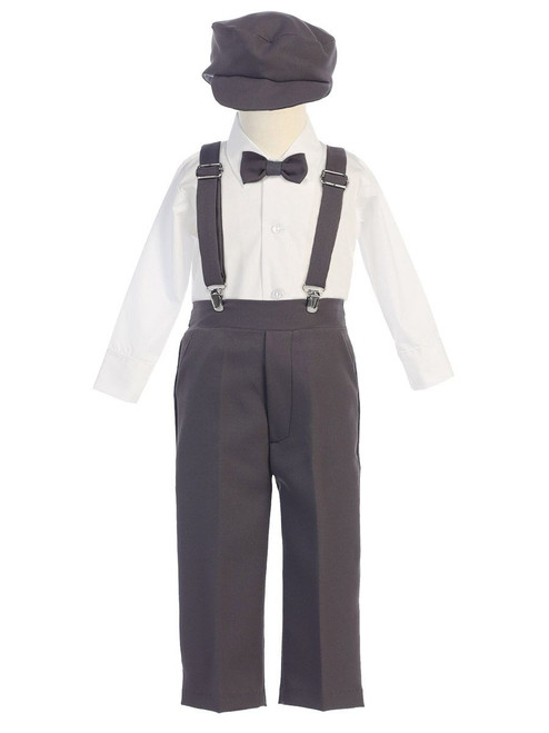 Boys' Charcoal Longsleeve Suspender 