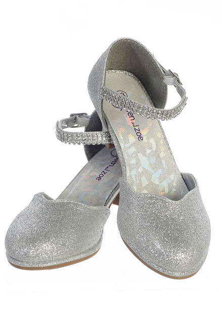 Gwen & Zoe GZ5502 Silver High Heel Shoe w/ Rhinestone Strap