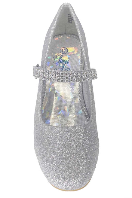 Girls' Glittery Kitten Heeled Dress Shoes with Rhinestone Ankle Strap by  Badgley Mishcka