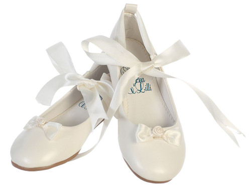 Ivory Ballerina Shoe w/ Satin Ribbon - Pink Princess