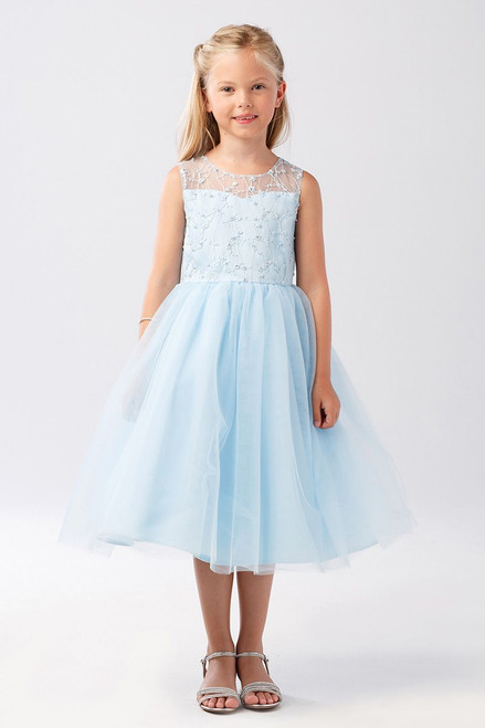 Tip Top Kids 5727 Blue Illusion Neckline Dress w/ Heart Keyhole Back ...