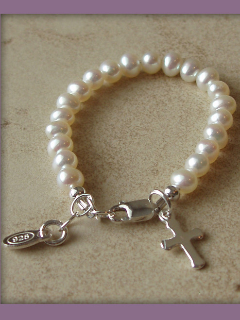 Baby Crystals Elegant Sterling Silver Cross Charm Baptism Bracelet - Baptism  Gifts for Girl with White and Pink European Simulated Pearls and Crystals,  Girls Jewelry, Bracelets for Girls - Walmart.com