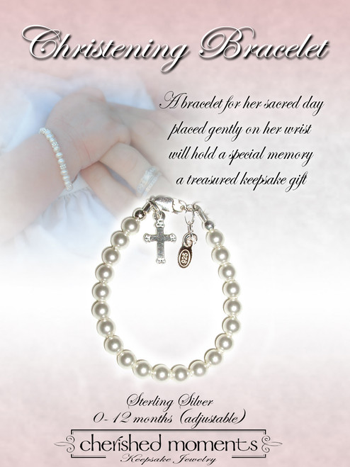 baptism christening infant bracelet pearls w cross 11 19664.1626297475