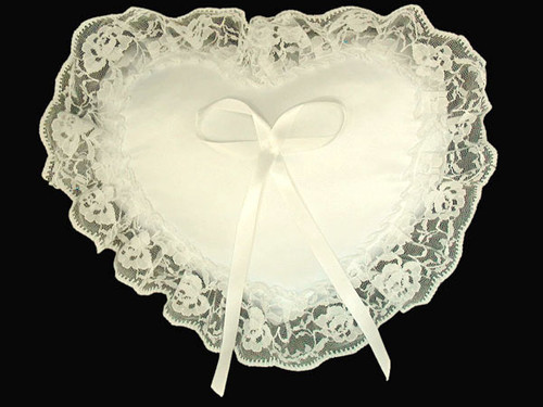 Ivory Heart Shape Ring Bearer Pillow Pink Princess
