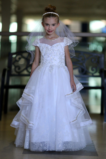Angels Garment DR-2303 Rhinestone Sweetheart Mesh Bodice with