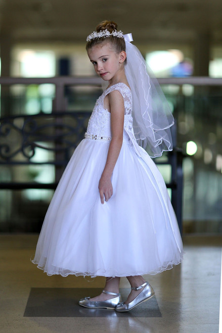 Angels Garment DR-2336 Lace and Sequins Communion Dress - Pink