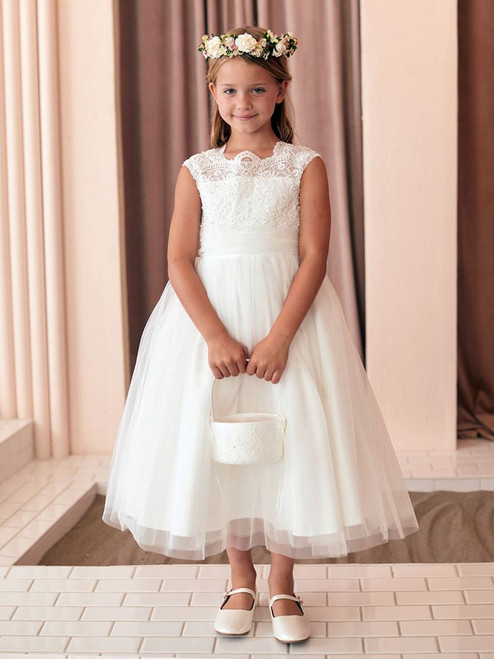 Tip Top 5856 V-Back Corded Lace Tulle Dress - Pink Princess