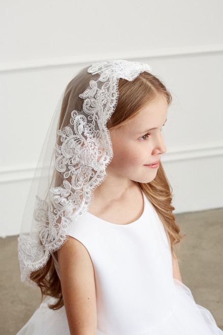Tip Top 605 Girls First Communion Lace Mantilla 24 Inch Veil