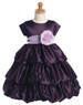 Blossom Purple Three Layer Satin Bubble Dress w/ Detachable Sash & Flower Blossom Purple Three Layer Satin Bubble Dress w/ Detachable Sash & Flower