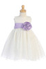 Blossom BL241B Ivory Glitter Tulle Dress w/ Satin Sash & Flower Blossom BL241B Ivory Glitter Tulle Dress w/ Satin Sash & Flower