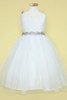 Calla D766 White One Shoulder Tulle Dress w/ Rhinestone Belt & Brooch
