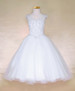 Calla SY119 White V-Neck Lace Glitter Overlay Tulle Dress
