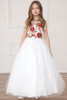 Calla Collection SY125 Off White & Red Floral Patch Tulle Dress