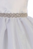 Crayon Kids 398 Ivory Satin Bodice and Hard Netting Tulle Skirt w/ Rhinestone Belt