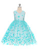 Aqua V-Neck Polka Dot Tulle Overlay Dress