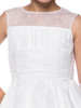 White Communion Organza Dress w/ Pearled Illusion Neckline White Communion Organza Dress w/ Pearled Illusion Neckline