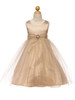 Champagne Satin & Tulle Dress w/ Rhinestone Brooch Champagne Satin & Tulle Dress w/ Rhinestone Brooch