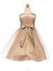 Champagne Satin & Tulle Dress w/ Rhinestone Brooch Champagne Satin & Tulle Dress w/ Rhinestone Brooch