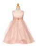 Pink Satin & Tulle Dress w/ Rhinestone Brooch