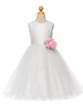 White Satin & Tulle Dress w/ Flower