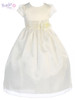 Ivory Satin Bodice Dress w/ Organza Cap Sleeves & Skirt
