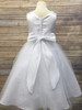 White Satin & Tulle Dress w/ Daisy Trim