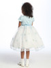 Blue Flower Girl Dress - Cap Sleeve Embroidered Organza Dress