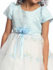 Blue Flower Girl Dress - Cap Sleeve Embroidered Organza Dress